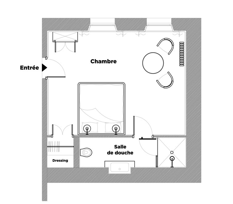 Plan Chambre Suite Bleu Couleurs Maison d'Hôtes La Rochelle